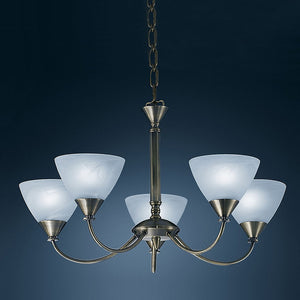 5 Light Bronze Ceiling Pendant with Alabaster effect glass (0194MERPE9665786)