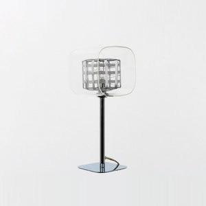 Glass/Weaved Wire Cube Chrome Table Light (0268AVI01TLCH)