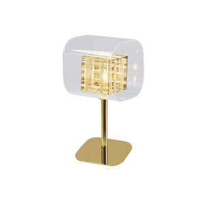 Glass/Weaved Wire Cube Gold Table Light (0268AVI01TLG)