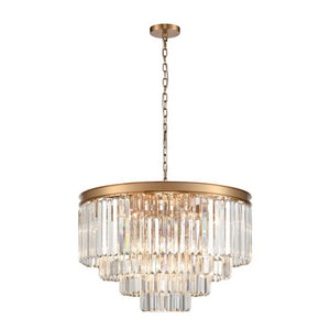 20 Light Tiered Chandelier in Brushed Brass and crystals 65cm diameter  (0194PERDG20)
