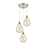 3 Light Cluster Satin Nickel with Amber glass (0194PER24533356)