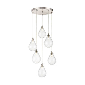 6 Light Cluster Satin Nickel with Clear glass  (0194PERC6354)