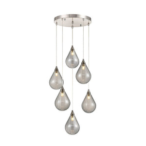 6 Light Cluster Satin Nickel with Smoked glass  (0194PERC6355)