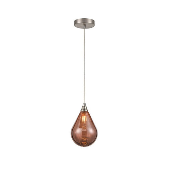 1 Light small pendant Satin Nickel with Copper glass  (0194PER244357)