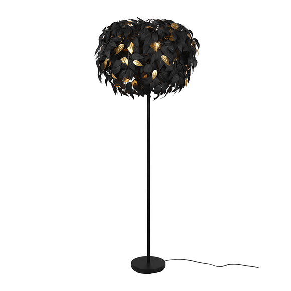 3 Light Floor Lamp Black and Gold Leaf Design (1542LEA40463032)