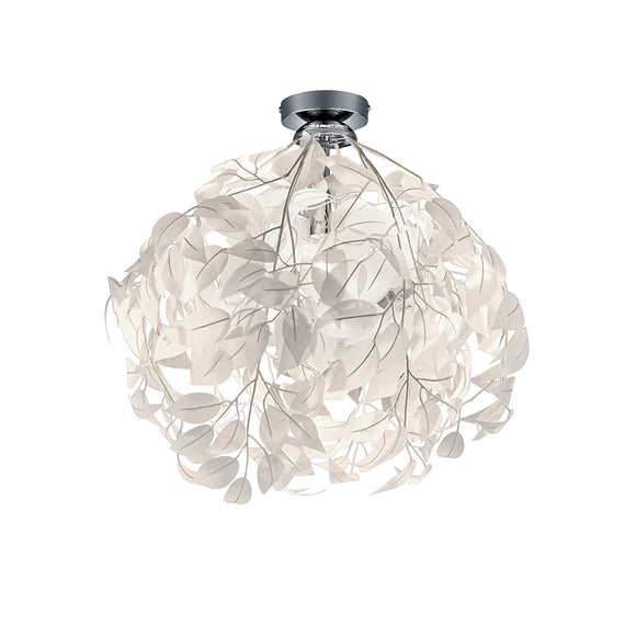 1 Light Semi Flush Chrome and White Leaf Design Ceiling Fitting (1542LEA60461001)