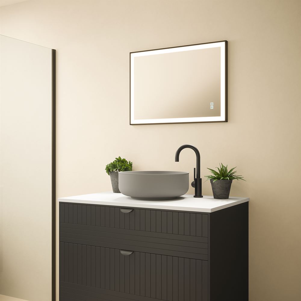 Tunable LED Bathroom Mirror 500 x 700 mm IP44 Black Trim Dimmable  