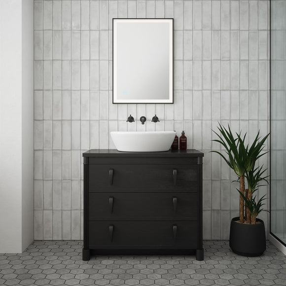 Tunable LED Bathroom Mirror 500 x 700 mm IP44 Black Trim Dimmable Demister (1356LANSY9033)