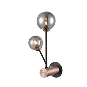 2 Light Copper Wall Bracket with Smoke-coloured Glass  (0194SOLFL24422)