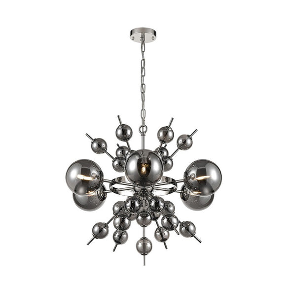 6 Light Ceiling Pendant in Chrome with Smoked Glass Spheres (0194SPL24516)