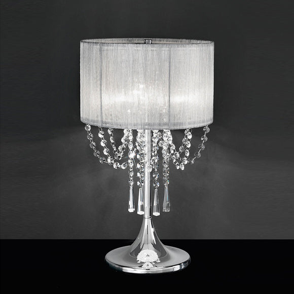 3 Light Table Lamp in Chrome Finish with a drape of Crystals (0194EMP970)