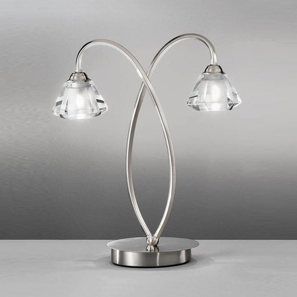 2 Light Table Lamp in Satin Nickel (0194TWITL972)