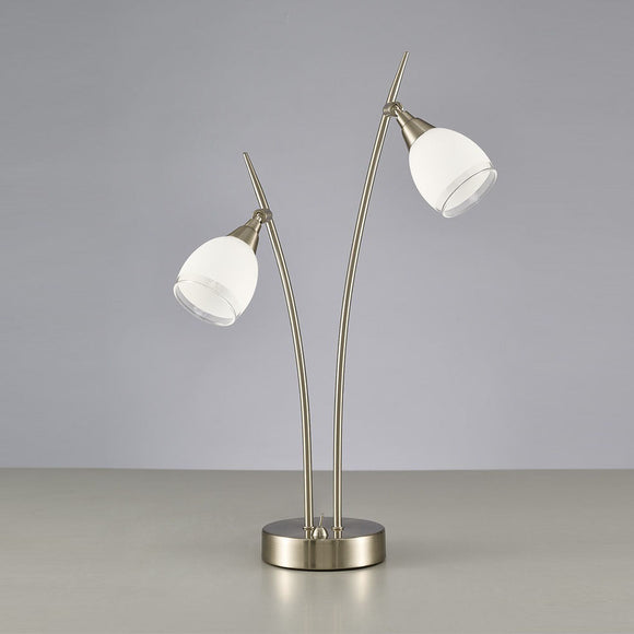 2 Light Table Lamp Satin Silver Finish (0194LUTTL983)