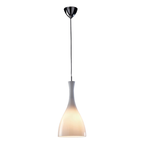 1 Light Pendant in polished chrome with a white glass shade. (0183TON862)