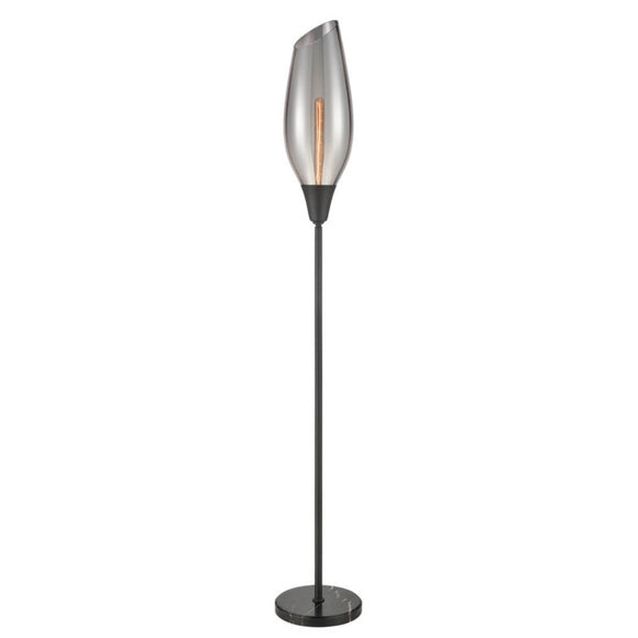 1 Light Floor Lamp Matt Black Smoked Glass (0194TAPSL258)