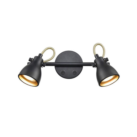 2 light switched wall mounted spotlight matt black (0194TAZSPOT9052)