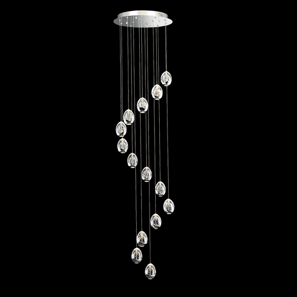 14 Light LED Ceiling Pendant in Polished Chrome and Clear Glass (1476TERMD1300)