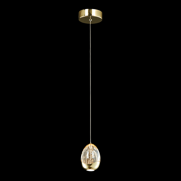 1 Light LED Ceiling Pendant in Gold and Clear Glass (1476TERMD1300)