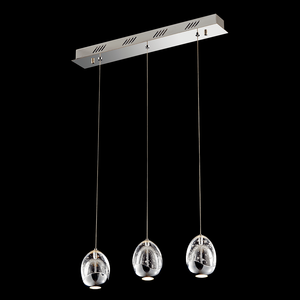 3 Light LED Ceiling Bar Pendant in Polished Chrome and Clear Glass (1476TERMD1300)