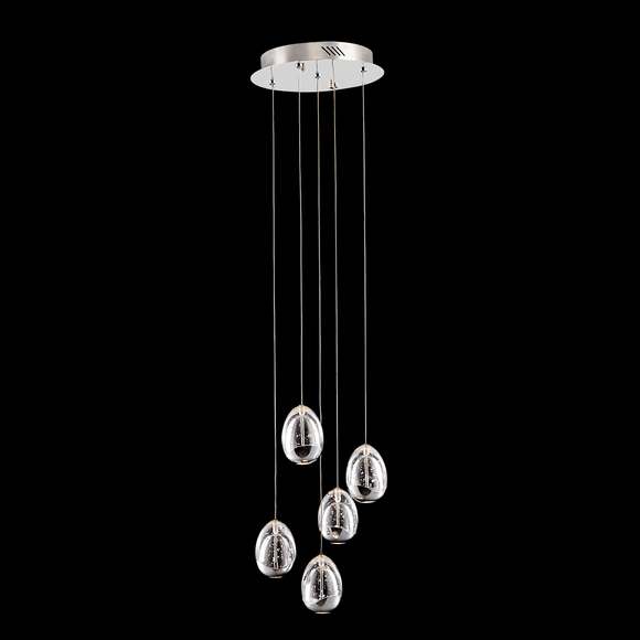 5 Light LED Adjustable Pendant in Polished Chrome and Clear Glass (1476TERMD1300)