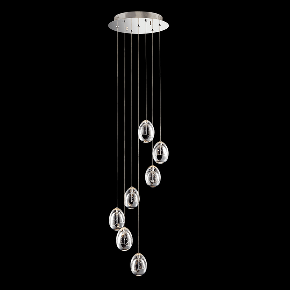 7 Light LED Adjustable Pendant in Polished Chrome and Clear Glass (1476TERMD1300)