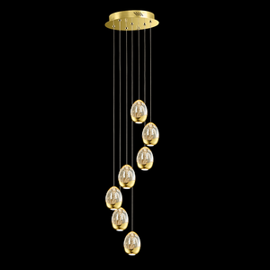 7 Light LED Adjustable Pendant in Gold and Clear Glass (1476TERMD1300)