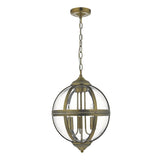3 Light Indoor Lantern Antique Brass Glass (0183VAN0375)