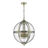 5 Light Indoor Lantern Antique Brass Glass (0183VAN0575)