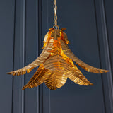 Single Pendant with Gold Painted Leaf Design (0711LEA93875)