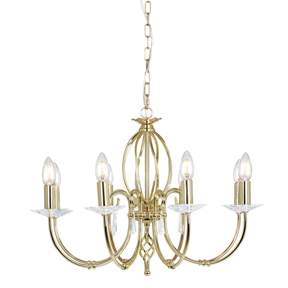8 Light Chandelier – Polished Brass (0178AEGAG8PB)