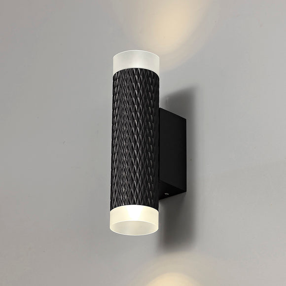 Wall Lamp, 2 x GU10, Sand Black/Acrylic Rings (BUSTER212)