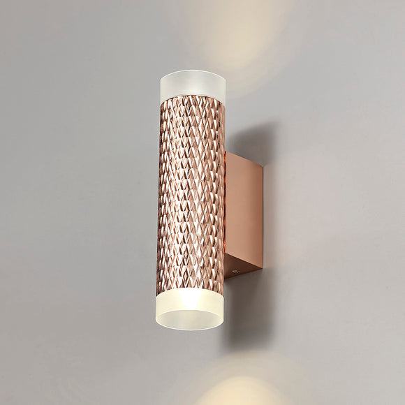 Wall Lamp, 2 x GU10, Rose Gold/Acrylic Rings (BUSTER215)