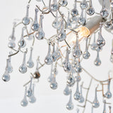 Aged silver branch semi-flush with glass droplets (0711BRA90302)