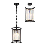 1 Light Dual Pendant in Satin Black with Clear Crystals (1230CHA79A)