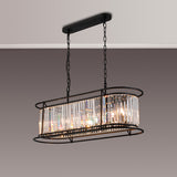 7 Light Oval Pendant in Satin Black with Clear Crystals (1230CHA79F)
