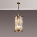 6 Light 2 Tier Pendant in Antique Brass with Clear Crystals (1230CHA81E)