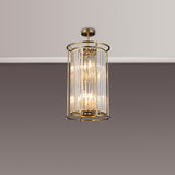 6 Light 2 Tier Pendant in Antique Brass with Clear Crystals (1230CHA81E)