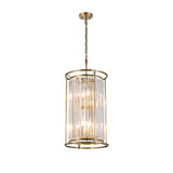 6 Light 2 Tier Pendant in Antique Brass with Clear Crystals (1230CHA81E)
