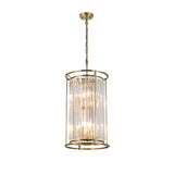 6 Light 2 Tier Pendant in Antique Brass with Clear Crystals (1230CHA81E)