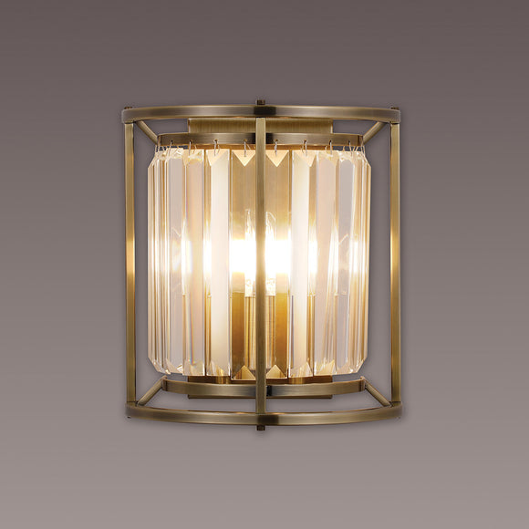 2 Light Wall Lamp in Antique Brass with Clear Crystals (1230CHA81K)