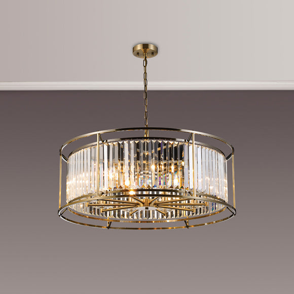 10 Light Dual Pendant in Antique Brass with Clear Crystals (1230CHA200C)