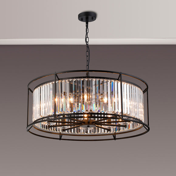 10 Light Dual Pendant in Satin Black with Clear Crystals (1230CHA200A)