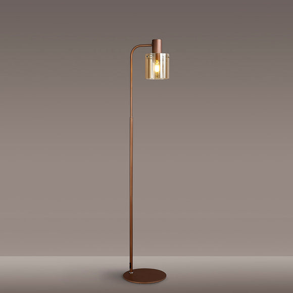 1 Light Floor Lamp, Mocha / Amber Glass (1230CHE22D)