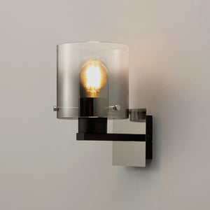 1 Light Single Wall Lamp, Black / Smoke Fade Glass (1230CHE15A)
