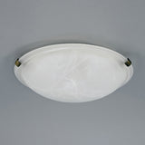 2 light Flush Fitting 30 cm diameter Frosted Alabaster Glass with Black and Gold details (1230CLED0392)