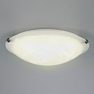 3 light Flush Fitting 40 cm diameter Frosted Alabaster Glass with Black and Gold details (1230CLED0393)