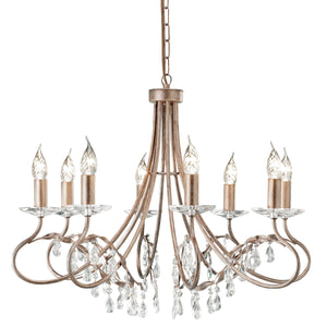 8 Light Chandelier – Silver/Gold with crystals (0178CHR8)