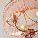 3 light Semi Flush Chandelier Champagne with Rose Pink Glass (0711ART91943)