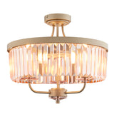 3 light Semi Flush Chandelier Champagne with Rose Pink Glass (0711ART91943)