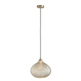 Champagne  textured glass pendant on antique brass (0711LIV1)